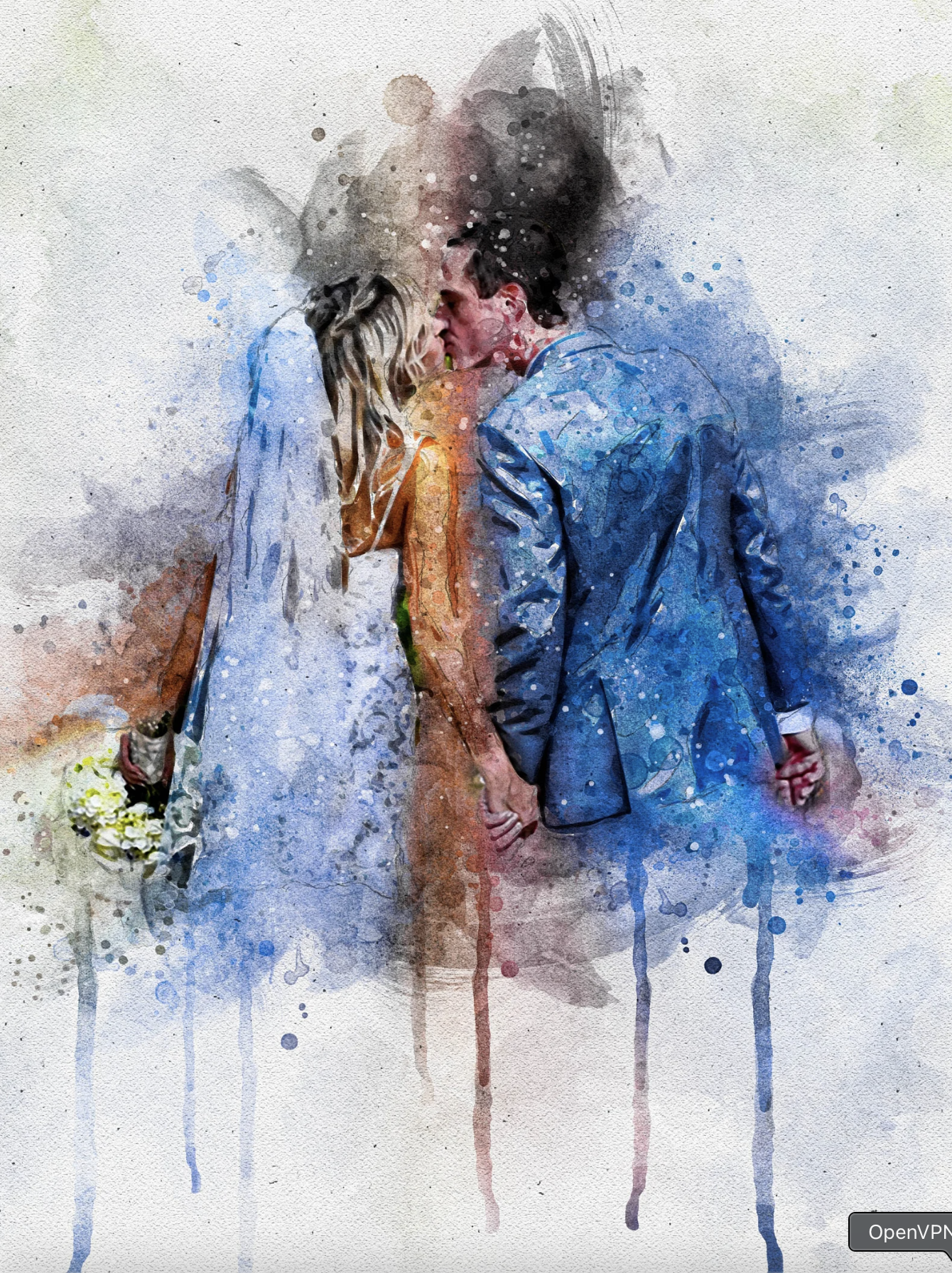 💍 Custom Digital Wedding Portrait – Personalized Watercolor-Style Artwork